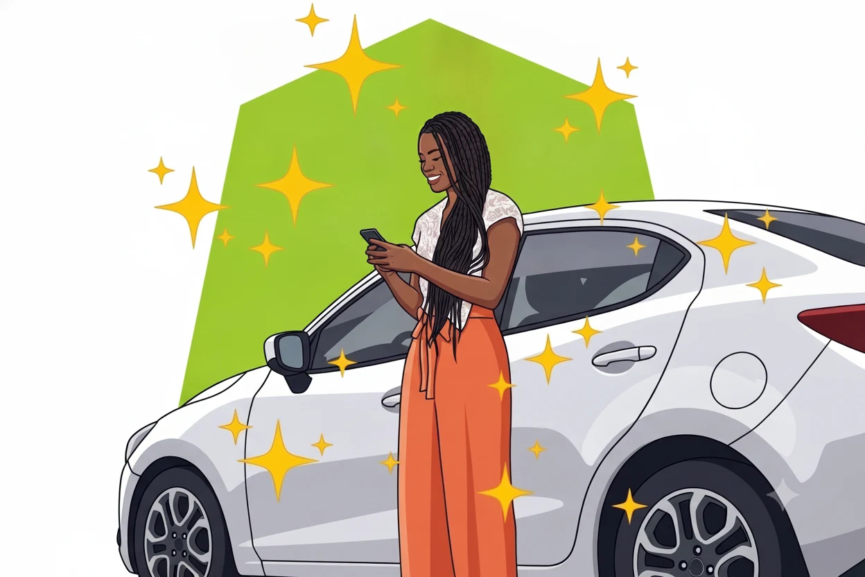 A Spark Car Wash supporter by her freshly washed car